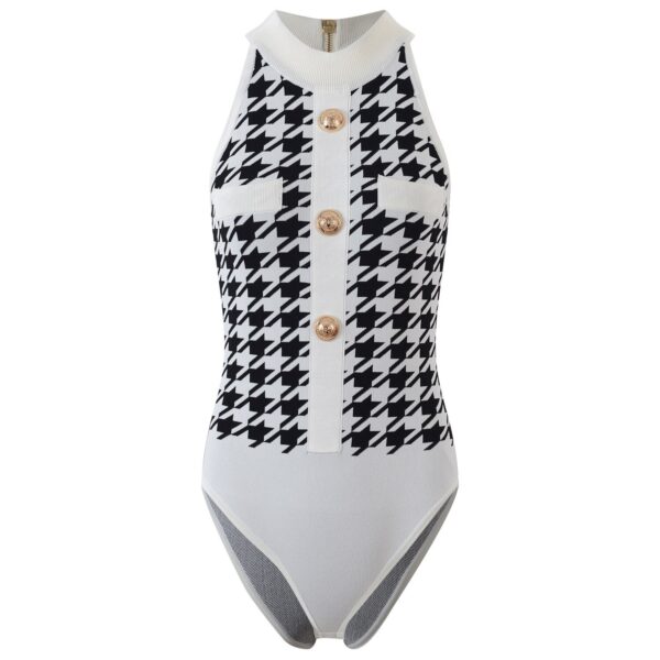 Luxury Designers Summer Clothes Vintage Lion Buttons Plaid Jumpsuit Women Sleeveless Sexy Outfits for Woman - Image 8