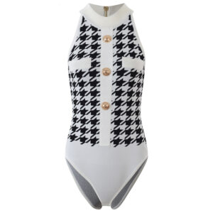 Luxury Designers Summer Clothes Vintage Lion Buttons Plaid Jumpsuit Women Sleeveless Sexy Outfits for Woman
