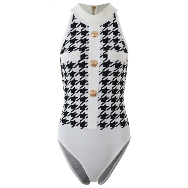 Luxury Designers Summer Clothes Vintage Lion Buttons Plaid Jumpsuit Women Sleeveless Sexy Outfits for Woman
