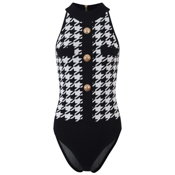 Luxury Designers Summer Clothes Vintage Lion Buttons Plaid Jumpsuit Women Sleeveless Sexy Outfits for Woman - Image 7