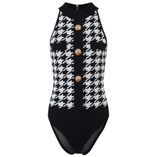 Luxury Designers Summer Clothes Vintage Lion Buttons Plaid Jumpsuit Women Sleeveless Sexy Outfits for Woman - Image 2