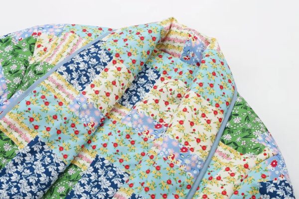 New Women Vintage Cloth Patchwork Floral Print Cotton Padded Quilted Short Jacket Coat Female Outerwear Chic Top - Image 2